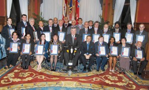 award-group1-p42_b 2008 AWARDEES of the National Ethnic Press and Media Council of Canada with Hon. David C. Onley, Ontario Lieutenant Governor and Thomas Saras, NEPMCC President. Photos: Ned Blair