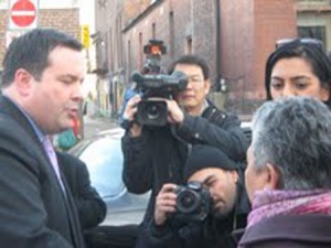 kenney_kababayan_out Immigration Minister Jason Kenney is met with further questions after the press conference on Dec. 12, 2009. PHOTO: DYAN RUIZ